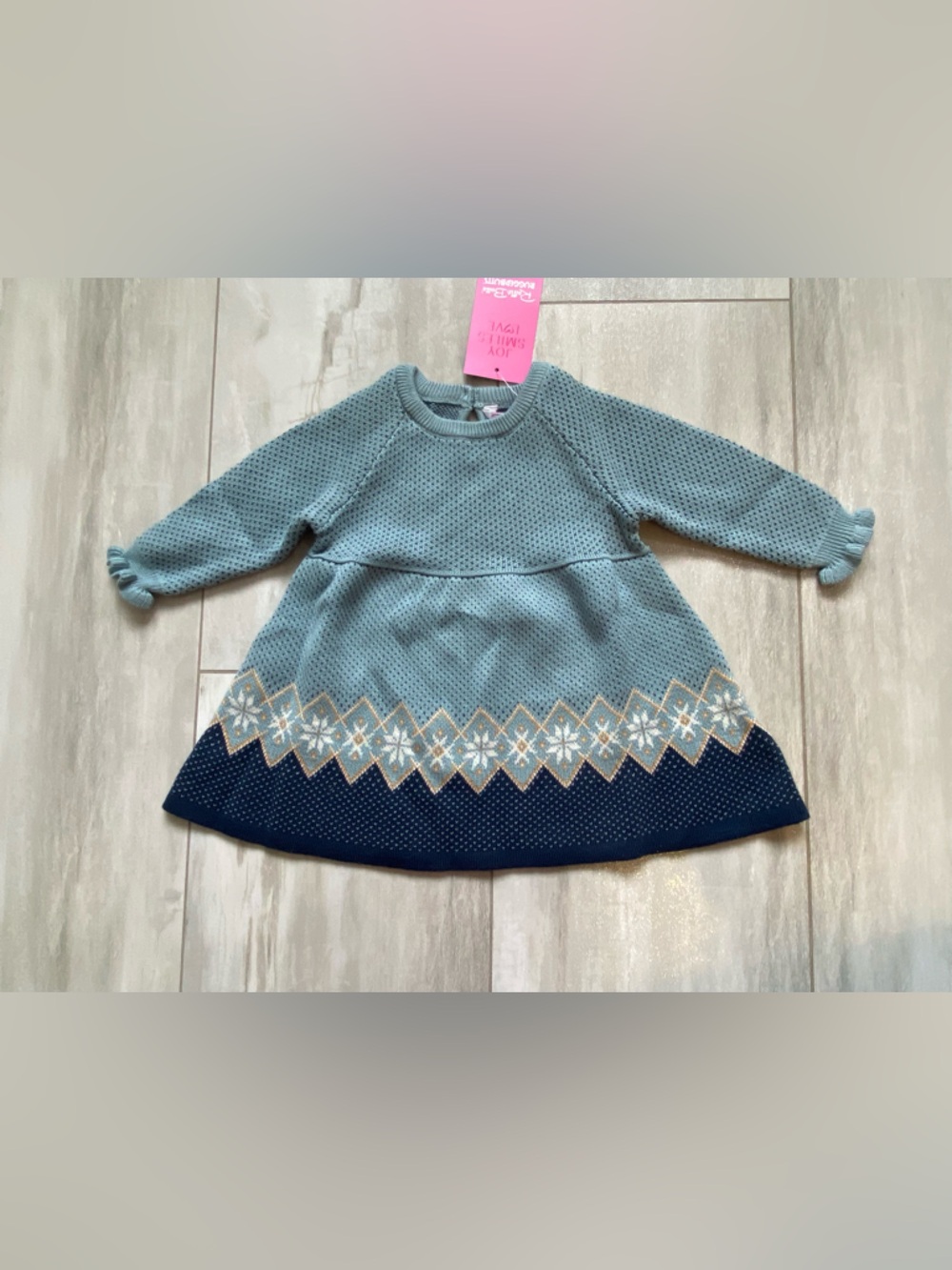 NWT RuffleButts Blue Fair Isle Alpine Long Sleeve Sweater Dress girls 3-6M